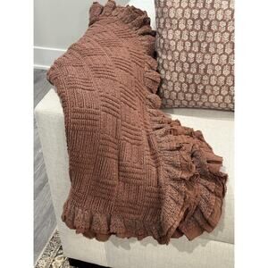 Elav Portugal World Traveler Rust Brown Ruffle Throw Blanket